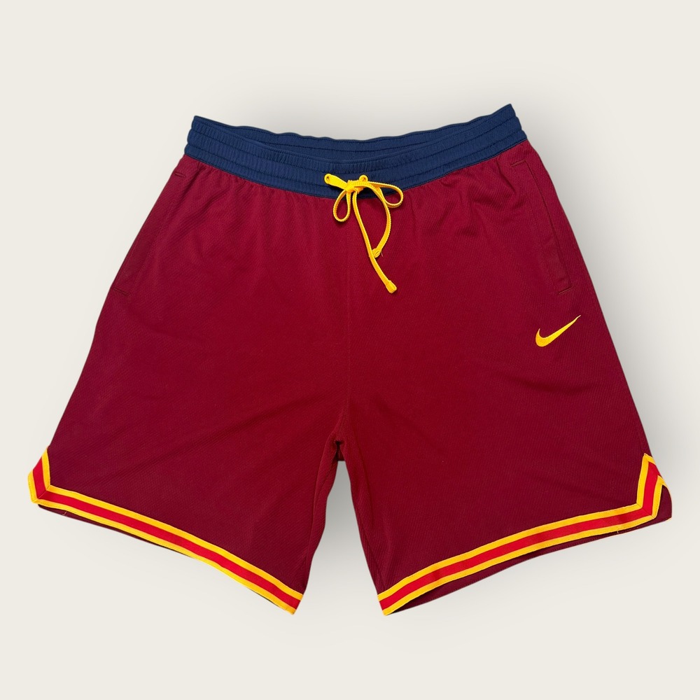 Mens Nike Basketball Shorts Dri-FIT Burgundy Mesh Striped XXL